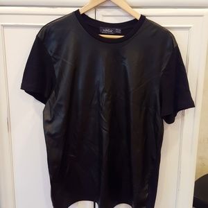 Topman Mens Faux Leather Tee Size M